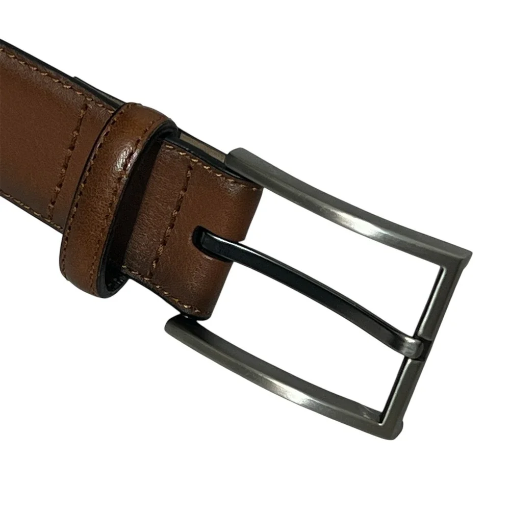 Dockers Men's Brown Genuine Leather Belt‎ Silver Buckle Classic Style Size 40